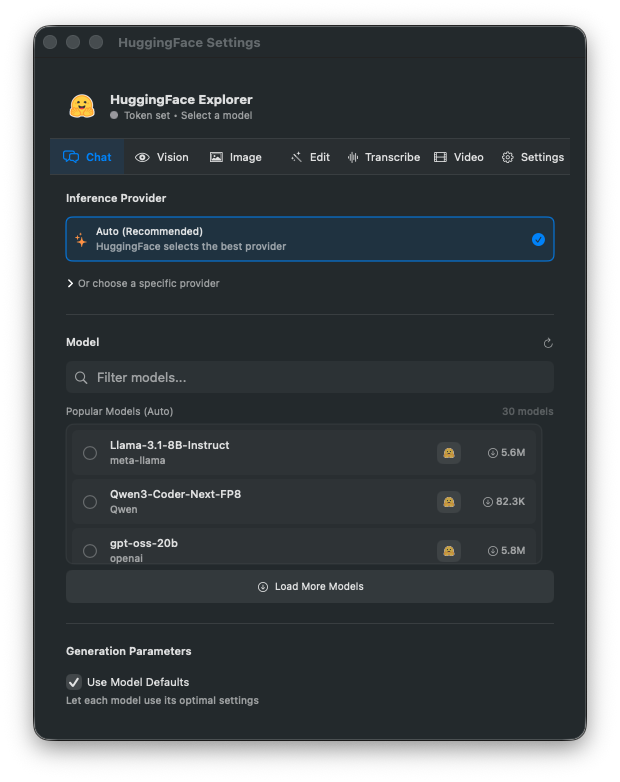HuggingFace Settings